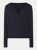 Tuni longsleeve met V-hals en sierknopen - Donkerblauw