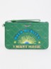 Z clutch van leer met logoprint - Groen